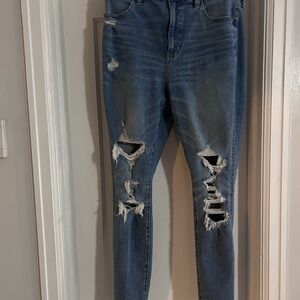 American Eagle Outfitters Blue Distressed Skinny Jeans